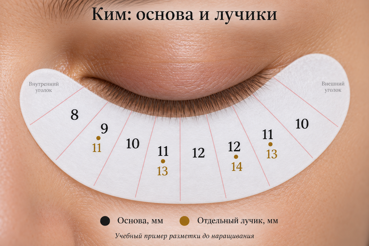 Учебная карта Ким: восемь зон основы и четыре золотые отметки лучиков